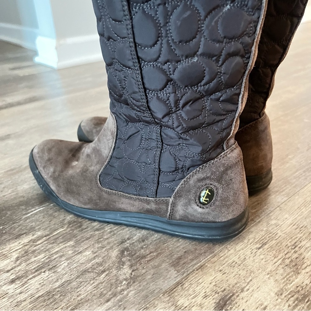 Coach Talen Boots with Monogram Quilting Suede and Genuine Rabbit Fur Trim - Picture 7 of 13